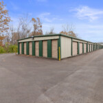 aisle of drive-up storage units at Storage Sense on State Highway 22 in Crestwood, KY