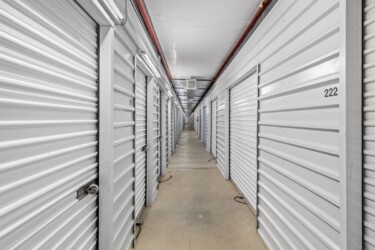aisle of temperature-controlled storage units at Storage Sense in Lake Charles, LA