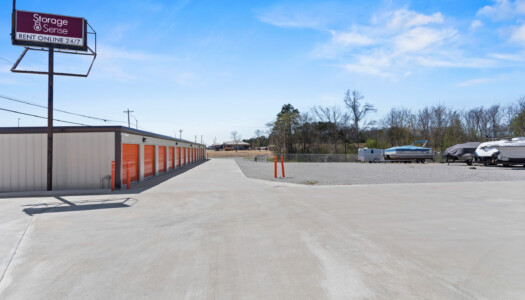 drive-up storage units and parking spaces at Storage Sense at 637 E Main St in Hohenwald, TN