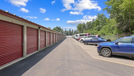 drive-up storage units and vehicle parking at Storage Sense in Flint MI