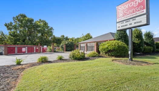 front of Storage Sense on South Mebane Street in Burlington, NC