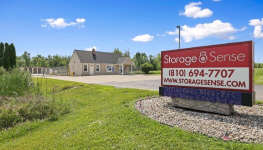 front sign at Storage Sense in Holly MI