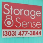 front sign at Storage Sense on Pecos Street in Denver, CO