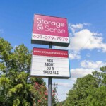 front sign of Storage Sense on Oak Grove Road in Hattiesburg, MS