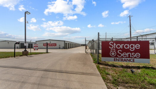 gated entrance to Storage Sense in Haslet, TX