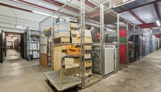 indoor storage units and moving cart at Storage Sense in Clearwater, FL