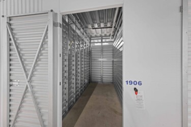 inside a temperature-controlled storage unit at Storage Sense in Waxahachie, TX