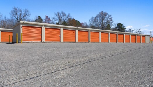 row of drive-up storage units at Storage Sense at 452 Buffalo Rd in Hohenwald, TN