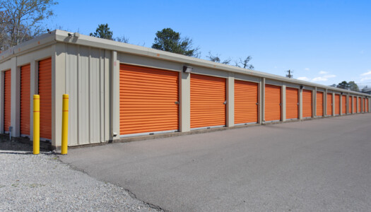 row of drive-up storage units at Storage Sense at 452 Buffalo Rd in Hohenwald, TN
