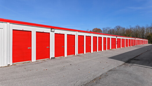 row of drive-up storage units at Storage Sense in Waynesboro, PA