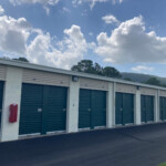 row of drive-up storage units at Storage Sense on Green Cove Circle in Huntsville AL