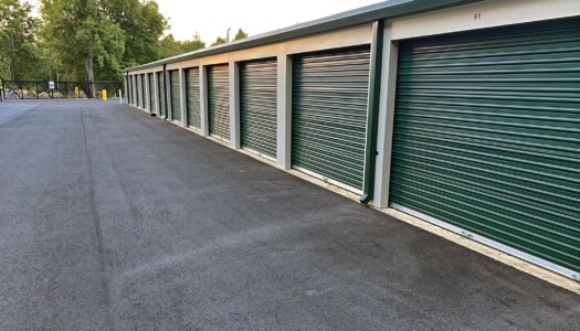 Row of drive-up storage units