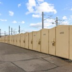 row of storage containers at Storage Sense on Pecos Street in Denver, CO