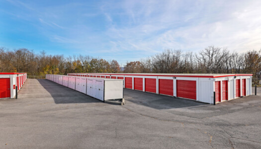 rows of drive-up storage units at Storage Sense in Waynesboro, PA