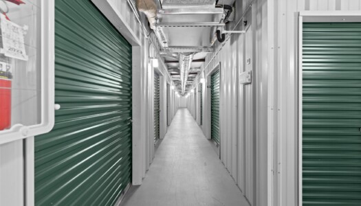temperature-controlled storage units and fire extinguisher at Storage Sense in Pawleys Island, SC