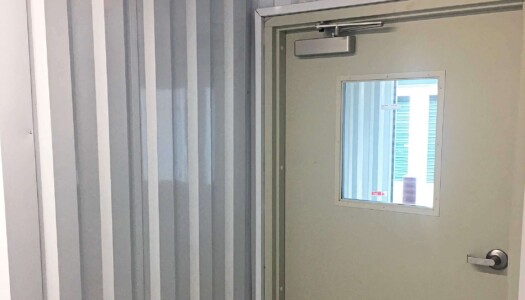 Inside the building with climate-controlled storage units
