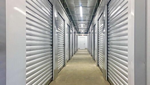 Row of climate-controlled self storage units