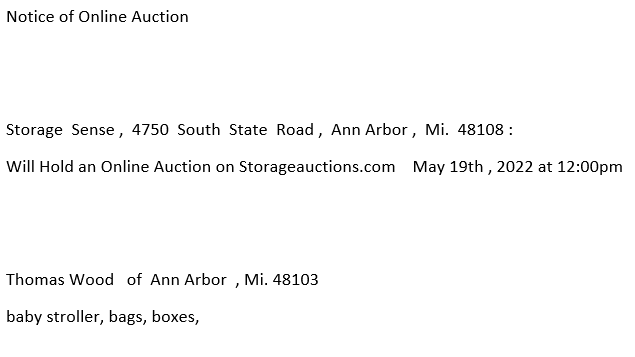 Storage auction in Ann Arbor, MI