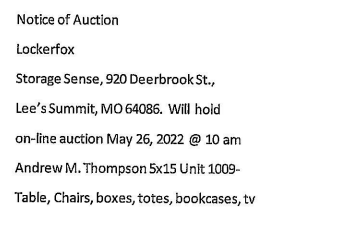 Storage auction in Lee's Summit, MO